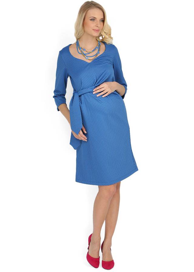 Синее модное платье для беременных женщин – фото новинки и тренды сезона