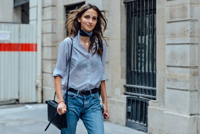 Уличная мода 2016: джинсы с рубашкой