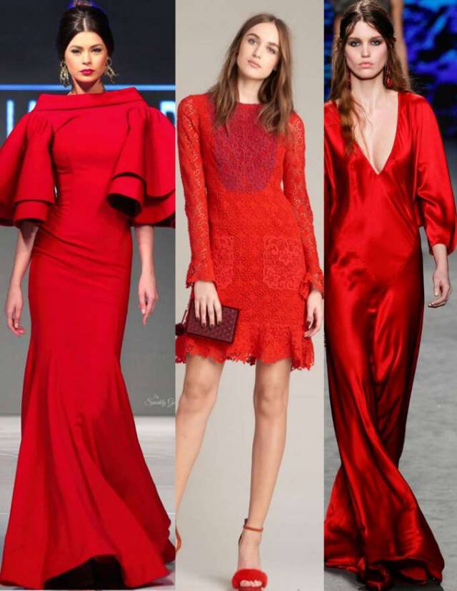 красные платья из шелка и гипюра