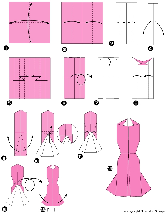 Как сделать оригами-платье из бумаги